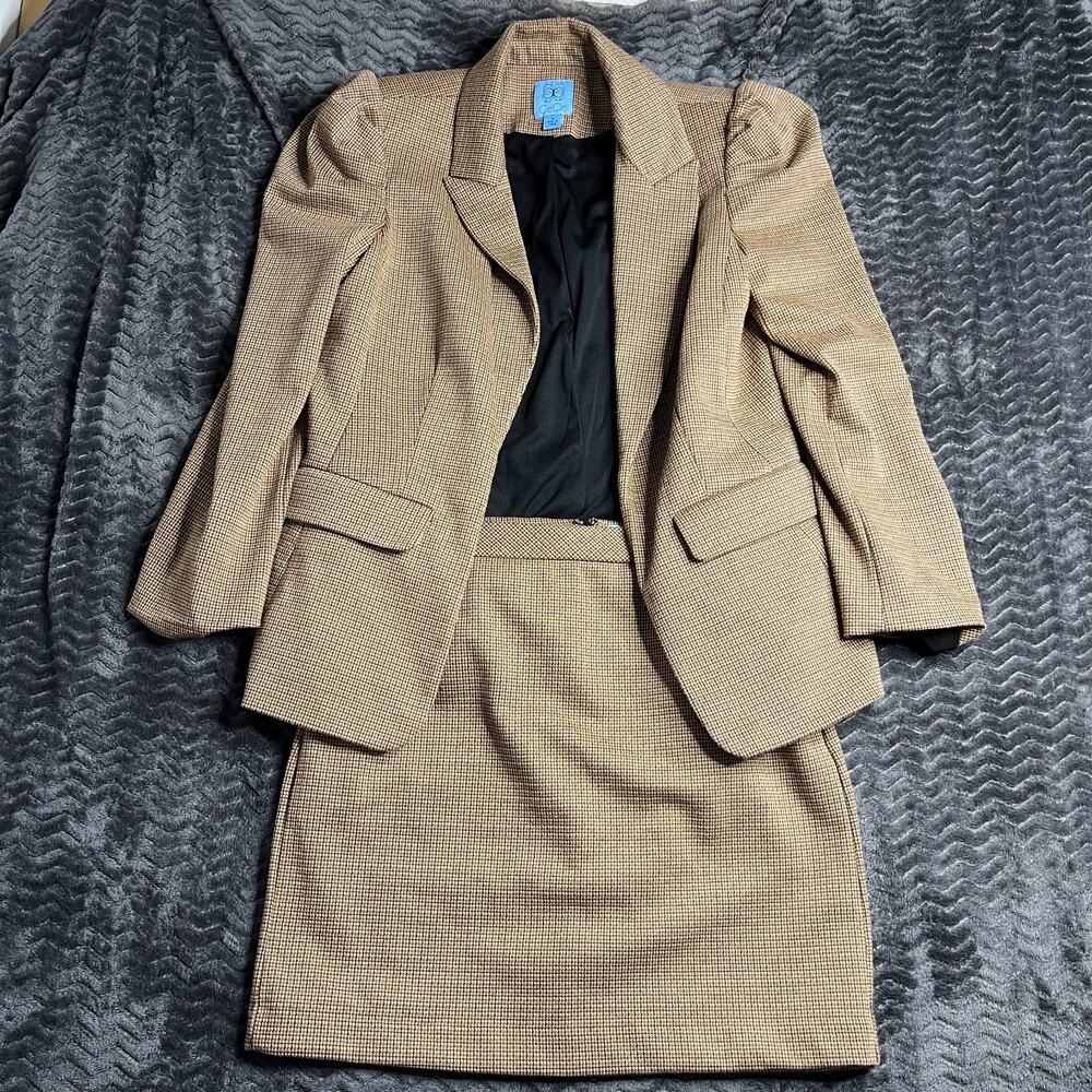 CeCe Women's Puff-Shoulder Long Sleeve Blazer Jacket Size M & Skirt Size 4
